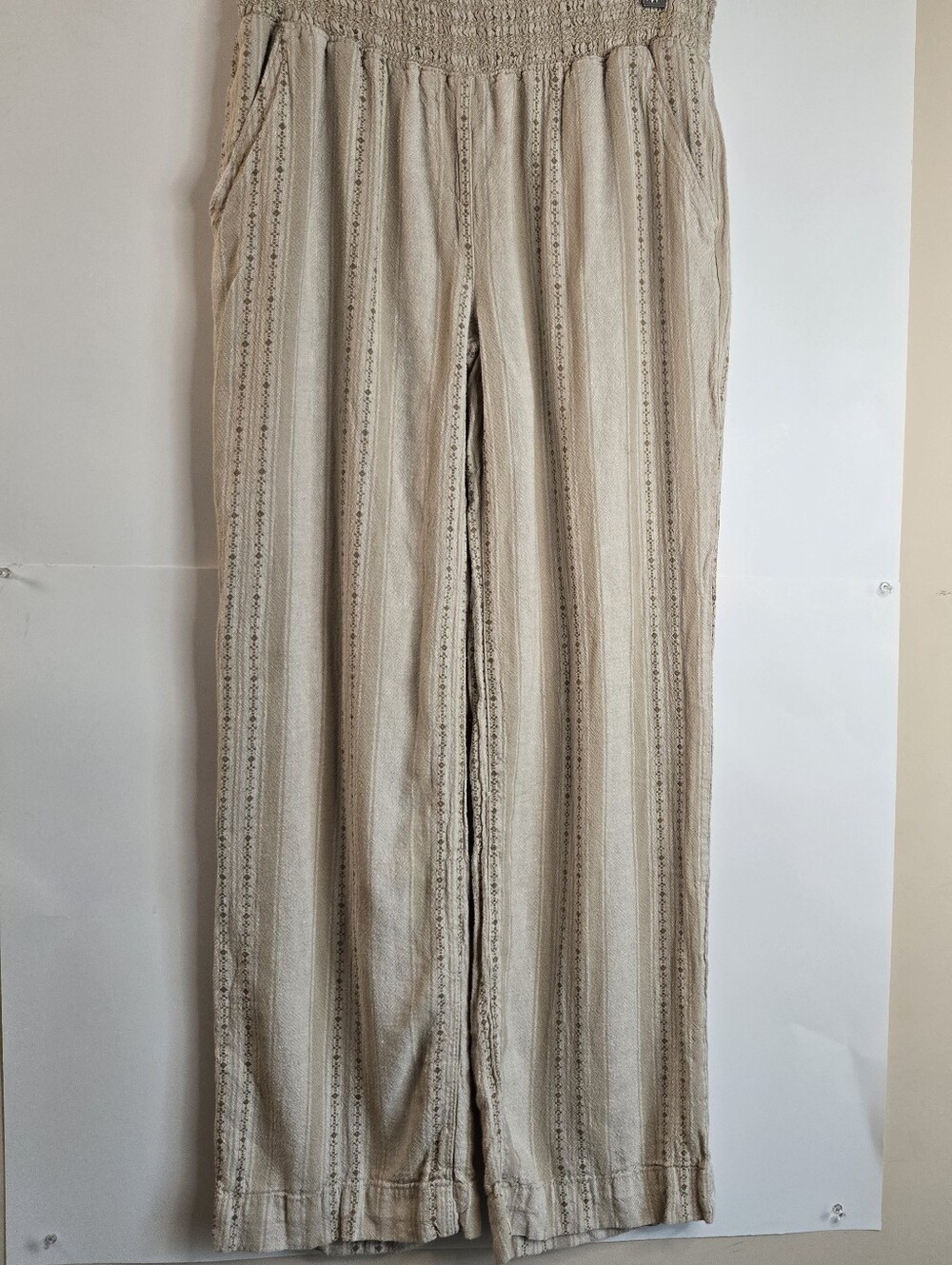 Briggs New York Women's Tan & Cream Striped Wide-Leg Pants